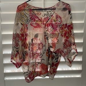 Chico’s Sheer Layered Floral Top